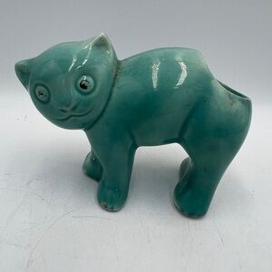 Teal Ceramic Cat Planter McCoy Pottery
